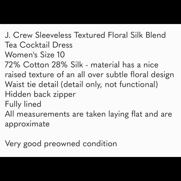 J. Crew Sleeveless Textured Floral Silk Blend Tea Cocktail Dress - Picture 14 of 14